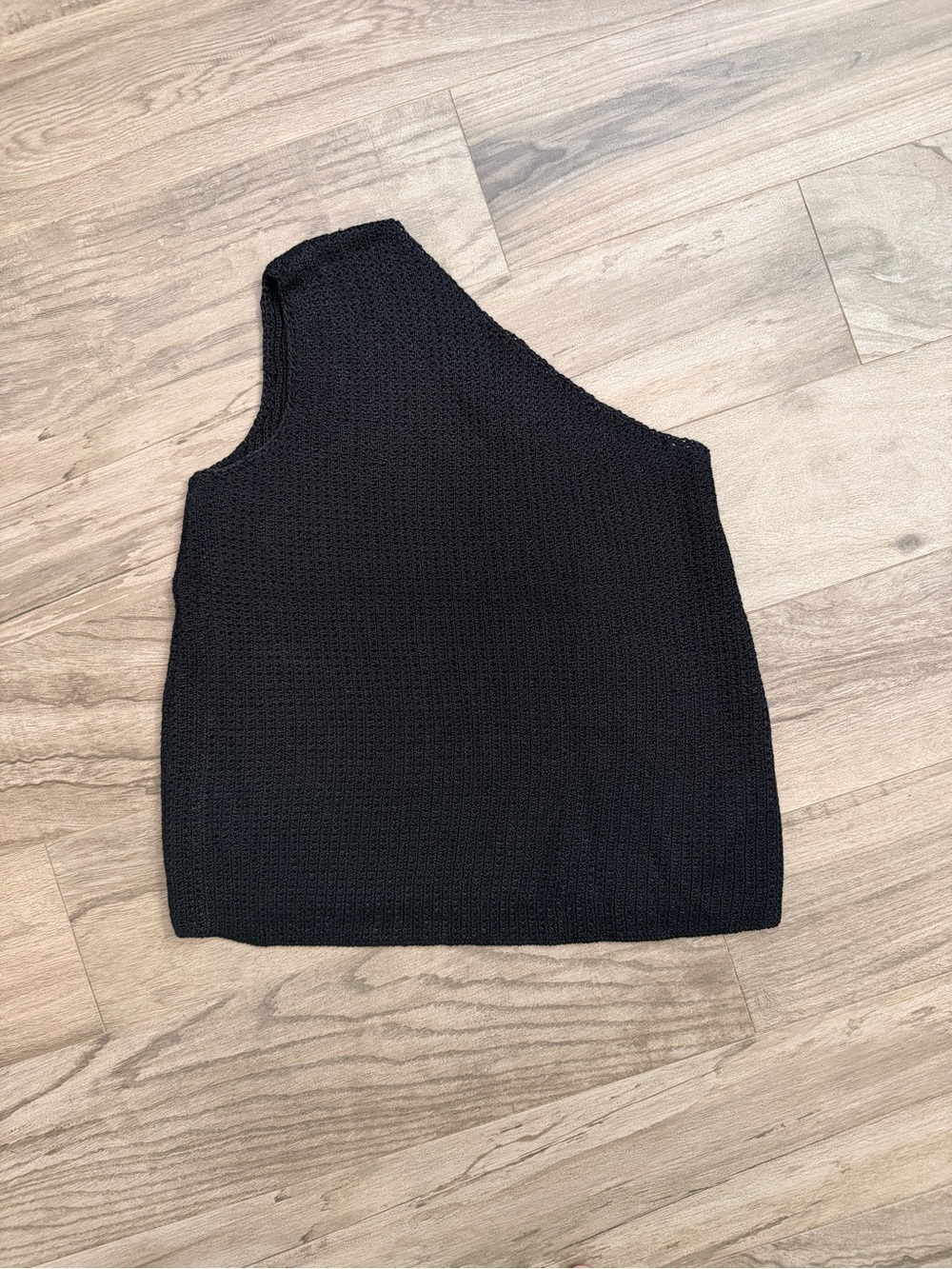 Free People Beach One-Shoulder Knit Tank Top - Black Size M